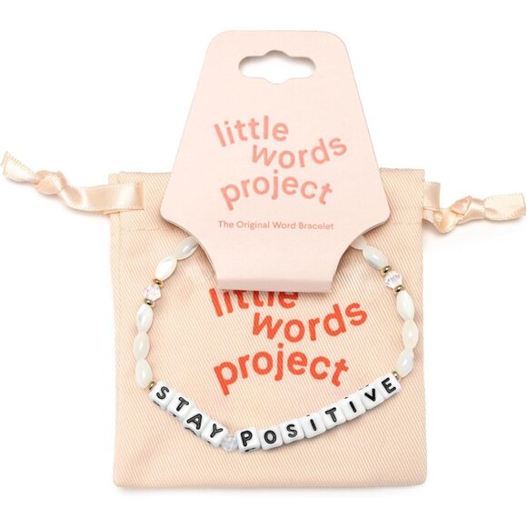 Stay Positive Beaded Brass Bracelet S/M Colorful Inspirational Gift (Maximize to - Picture 2 of 7